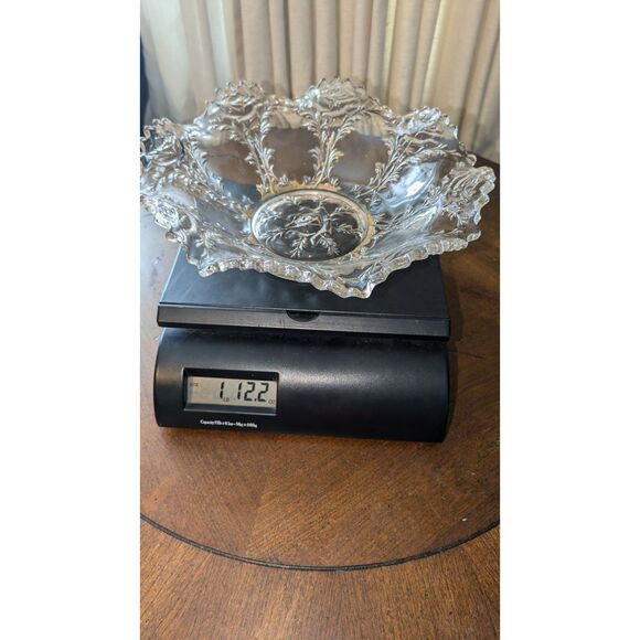 EAPG LABELLE ROSE CUT GLASS BOWL 1905 9.5" GOLD EMBELLISHMENTS VINTAGE ANTIQUE - Picture 5 of 6